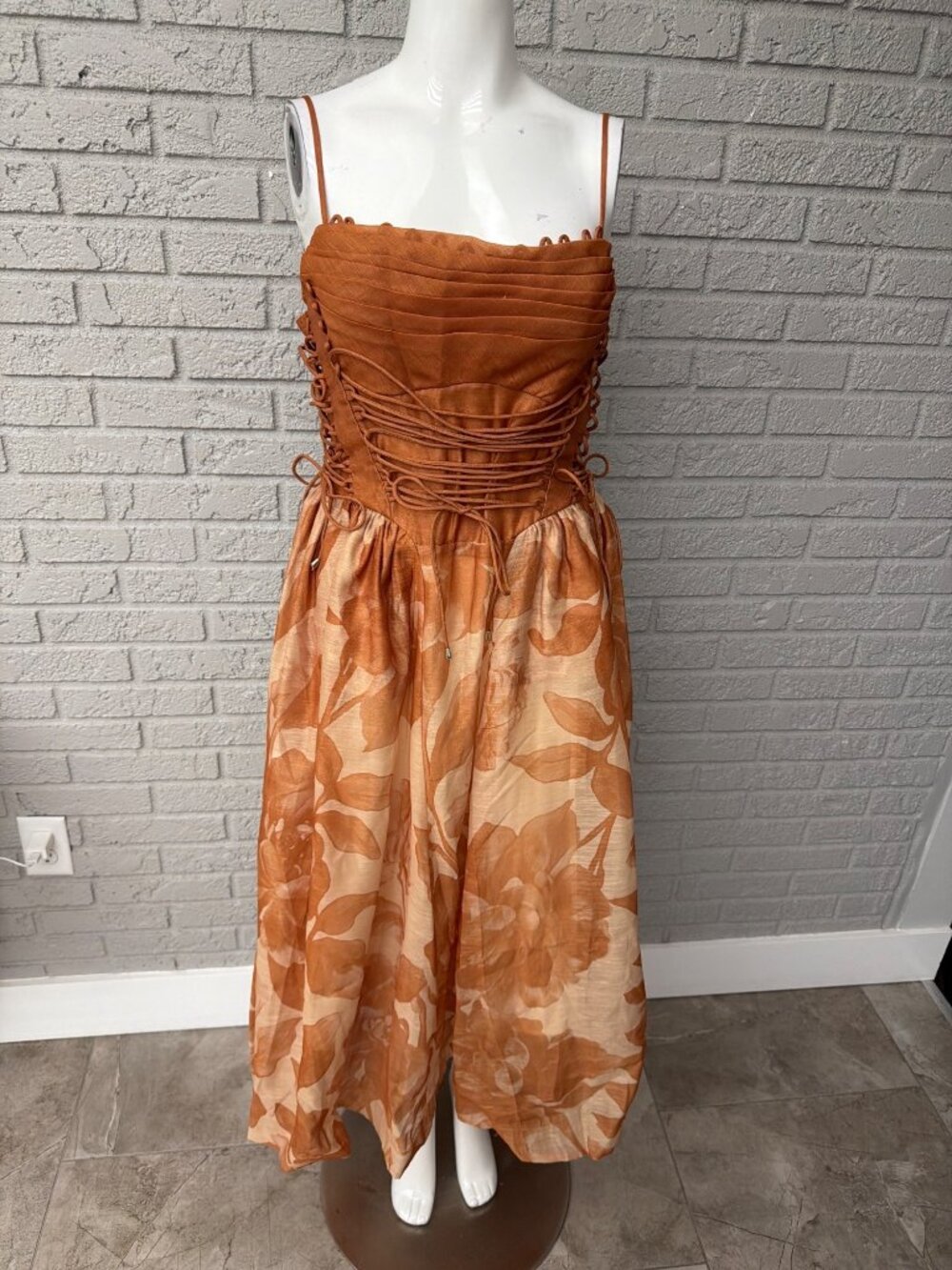 Boutique Women’s Floral Pleated Corset Dress Size L
